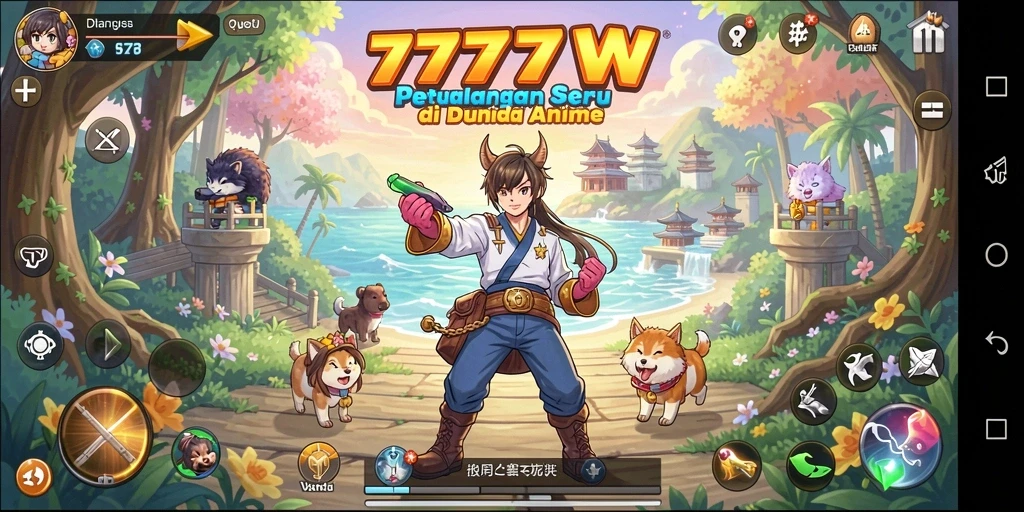 Tampilan gameplay seru dengan karakter anime unik.