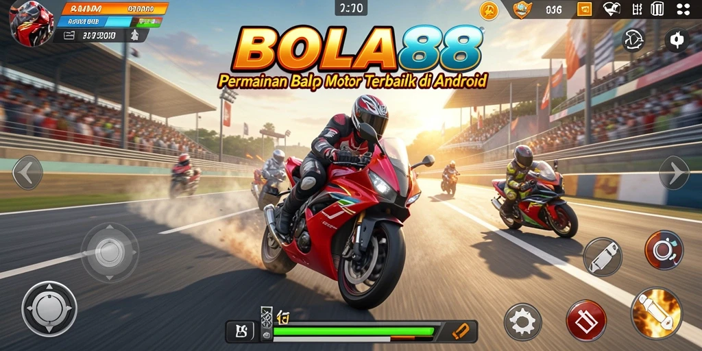 Tampilan gameplay BOLA88 yang menawan saat balapan motor.