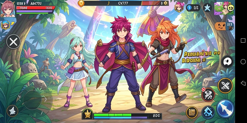 Tampilan gameplay seru dari CV777 yang menampilkan karakter Anime.