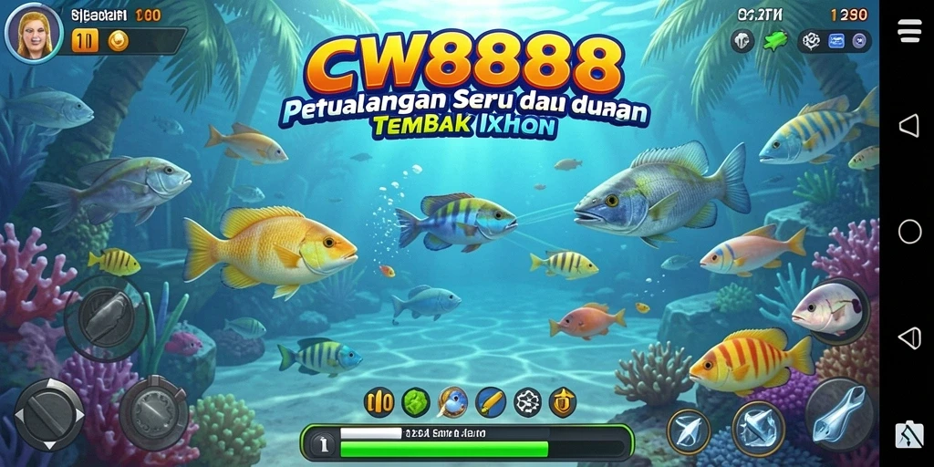 Tampilan gameplay seru dalam CW8888 saat berburu ikan.