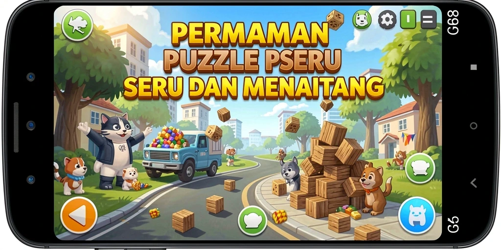 Tampilan utama G668 yang penuh warna dengan gameplay Puzzle menarik.