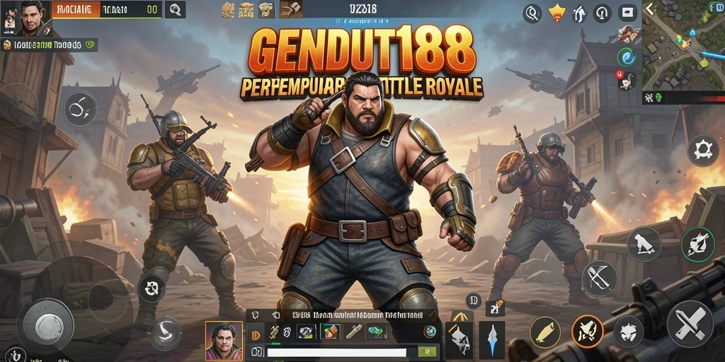 Menampilkan gameplay mendebarkan dalam GENDUT188 dengan pertempuran Battle Royale.