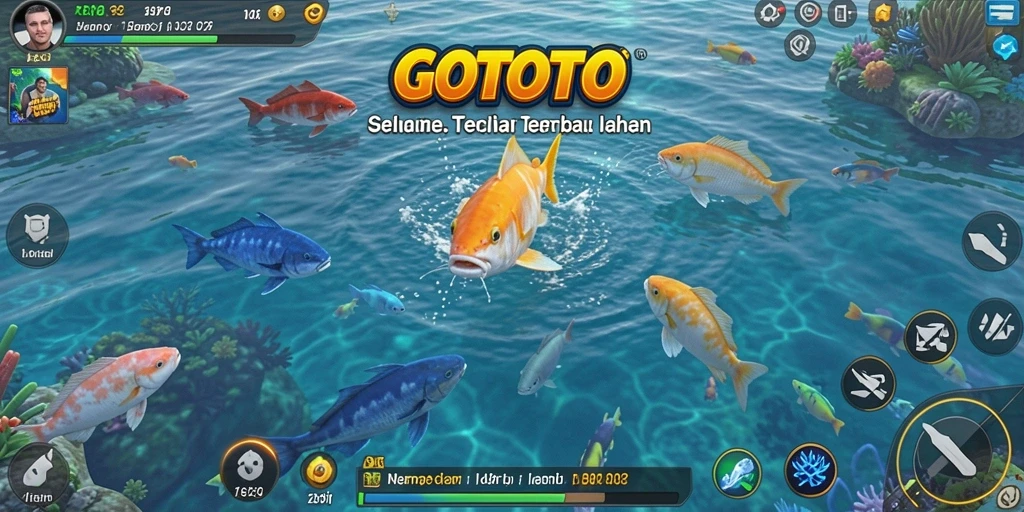 Screenshot utama GOTOTO menampilkan keseruan gameplay Tembak Ikan.