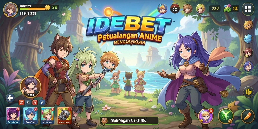 Tampilan gameplay IDEBET yang menarik dengan karakter anime.
