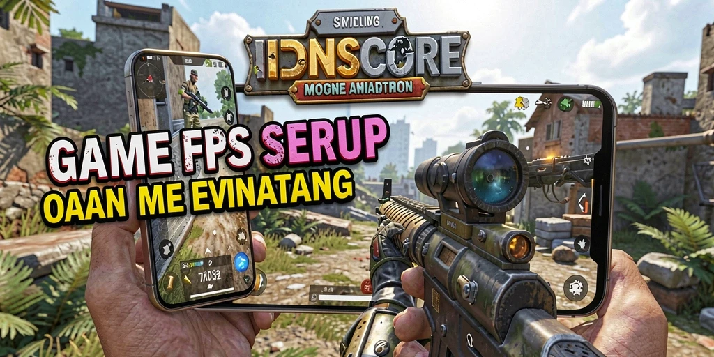 Tampilan gameplay menegangkan dari IDNSCORE dalam mode FPS.