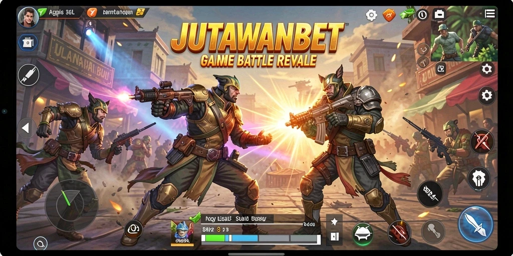 Screenshot game JUTAWANBET menampilkan aksi Battle Royale yang mendebarkan.