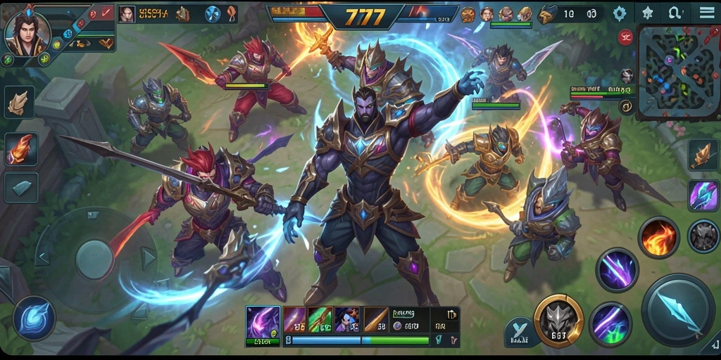 Screenshot gameplay LENGKAP777 menampilkan pertarungan tim yang seru.
