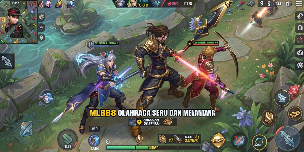 Screenshot dari gameplay MLBB8 menunjukkan aksi olahraga yang seru.