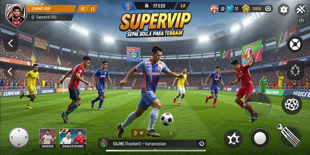 Tampilan gameplay SUPERVIP yang memukau dan menarik bagi pecinta sepak bola.